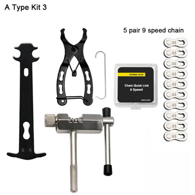 Kit Reparo Bicicleta Corrente Alicate Elo Disjuntor Verificador Velocidades MTB Estrada