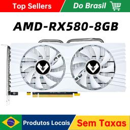MOUGOL-AMD RX 580, 8GB Placa gráfica Gaming,  2048SP, GDDR5, 256Bit, PCI Express, 3,0x16, Radeon GPU  8Pin, RX580 Series rx 580 8g no brasil placa de video Placa gráfica branca (Entrega local no Brasil) - Image 1