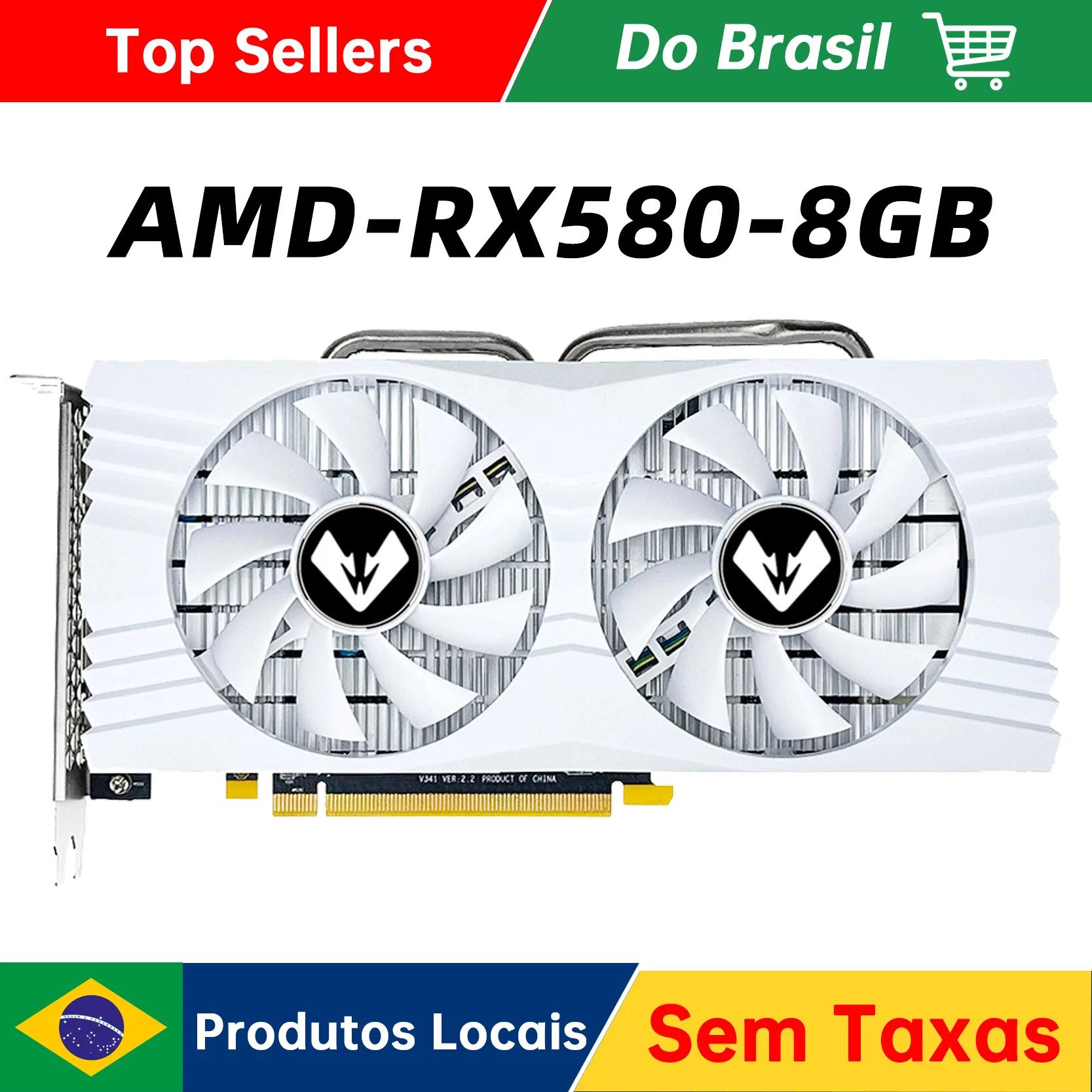MOUGOL-AMD RX 580, 8GB Placa gráfica Gaming,  2048SP, GDDR5, 256Bit, PCI Express, 3,0x16, Radeon GPU  8Pin, RX580 Series rx 580 8g no brasil placa de video Placa gráfica branca (Entrega local no Brasil) - Image 1