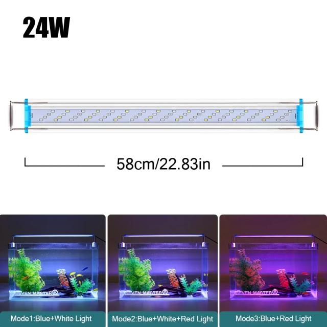 Lâmpada LED Ultrafina para Aquário de 18-71cm com 3 Modos de Iluminação, Ideal para Plantas e Cultivo de Grama, Chip 5730 e Voltagem 90-260V