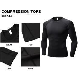 Camisa de compressão seca masculina, manga longa, proteção UV, resfriamento, treino, camiseta de beisebol, pacote 3 - Image 4