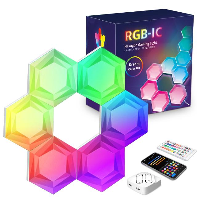 Luzes Hexagonais Inteligentes LED Quantum Lamp: Decoração Criativa com Sincronização Musical, Controle Wi-Fi e Integração com Alexa e Google Home