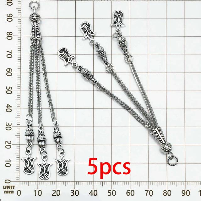 Encantos de Metal Liga com Tassel para DIY: Contas de Oração e Acessórios de Joias - 5 Peças