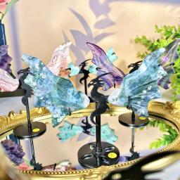 Ala de dragão cristal aleatório com suporte, decoração, pedras preciosas jóias, glitter, cristal de cura presente de aniversário para mulheres 1pc - Image 2