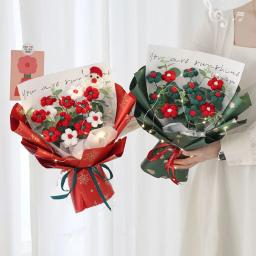 Artificial tecido eterna flor bouquet, crochê flores, graduação bouquet, decoração de Natal, presente de ano novo, 2025 - Image 3