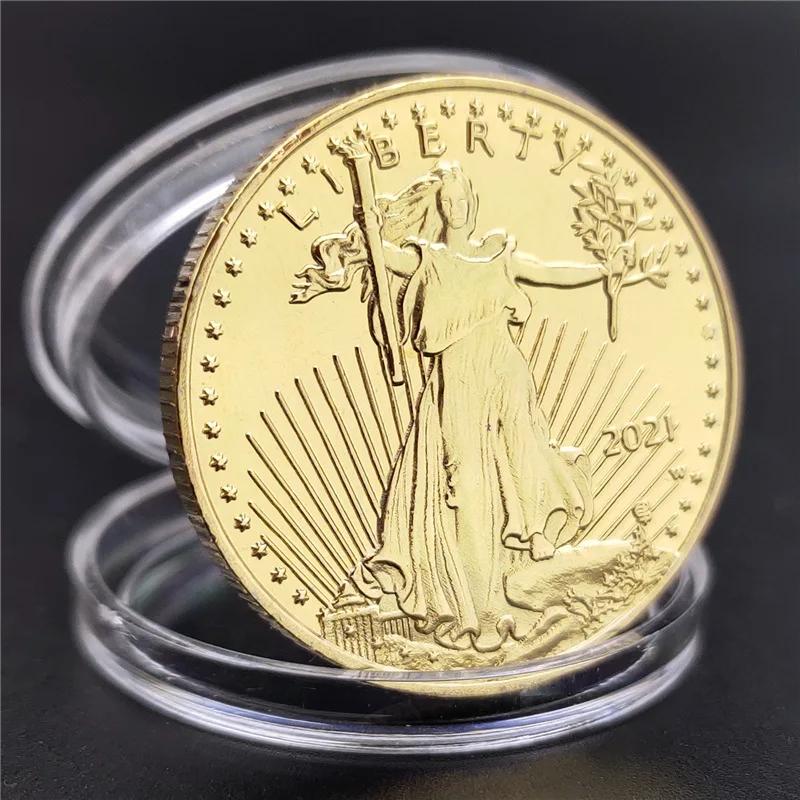 Moedas colecionáveis de ouro fino de 1/2 oz, estátua unida da américa, liberdade, desafio, moeda, presente de ano novo, coleção requintada 2021/2016 - Image 1