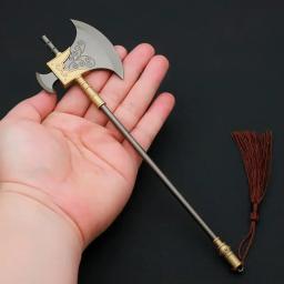 Water Margin TV Periféricos Machado Modelo Metálico, Arma Antiga Chinesa, Aço Real, Eixos de Espada, Brinquedos Colecionáveis para Menino, 22cm - Image 4