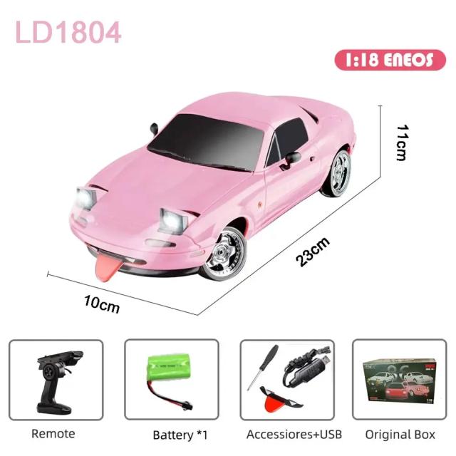 Ldrc 1/18 RC Drift Car LD1804 Mazda MX5 Gyro LED Lights