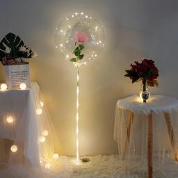 Diy balão de luz led suporte com rosa festa de aniversário decoração de casamento balões de festa led bobo balão buquê bolas para suporte - Image 5