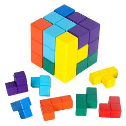 Casse tete 3d cubo de madeira quebra-cabeça iq lógica treinamento cérebro teaser quebra-cabeças montessori brinquedos educativos - Image 5