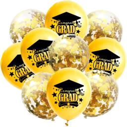 Balões de látex com confete, Graduação Decoração do partido Suprimentos, Ouro e preto, Suprimentos Graduação, 2024, Presente, 10Pcs - Image 3