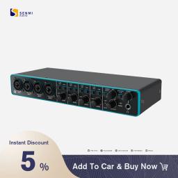 Interface áudio com pré-amplificador Mic para gravação, Professional USB Sound Card, 4 × 4 - Image 1