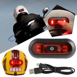 Luz de advertência da motocicleta capacete led luzes inteligentes noite ciclismo sinal segurança universal capacete da bicicleta lanterna traseira acessórios - Image 2
