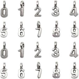 Liga de Metal Encantos Numeral Árabe, Vintage Antique, 0-9 Número Pingentes, Jóias DIY Fazendo Acessórios, 30Pcs - Image 1