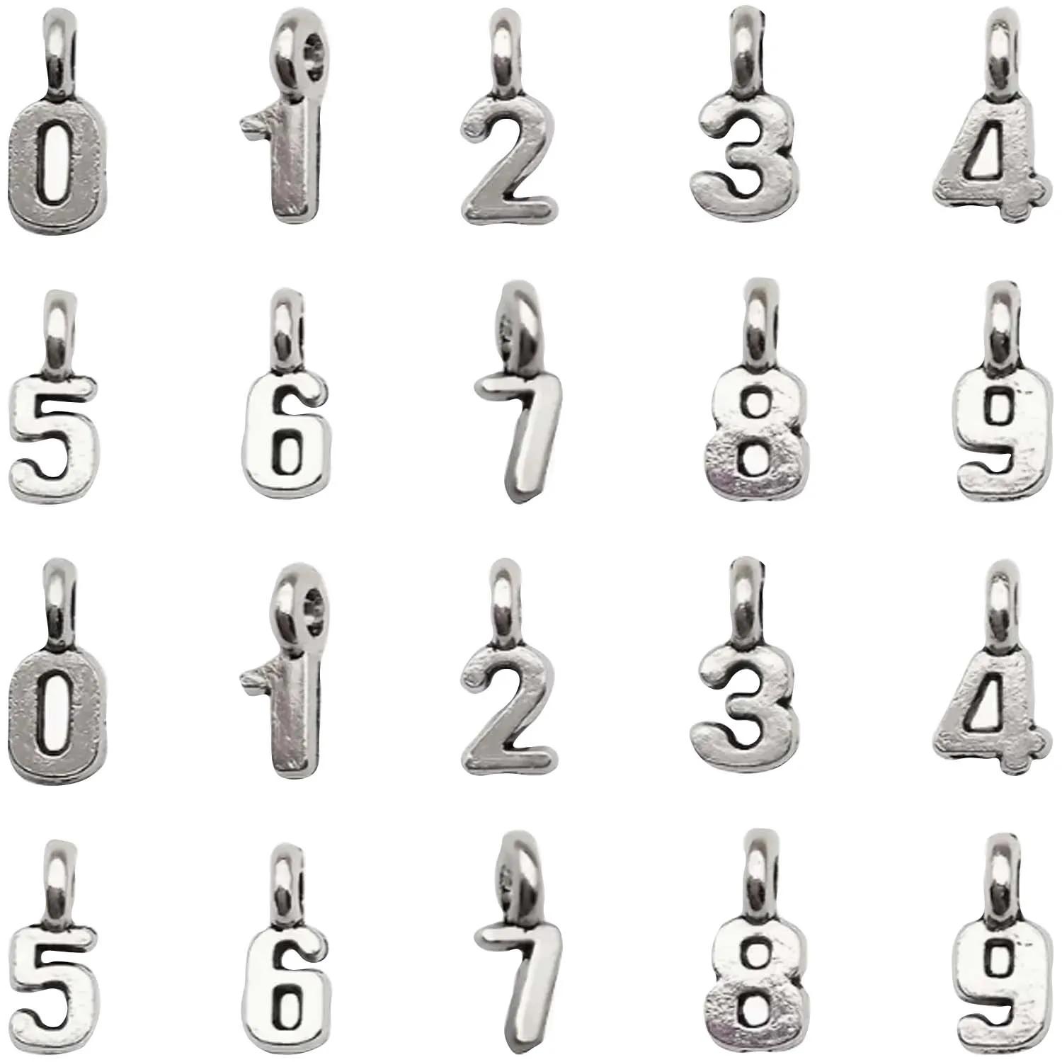Liga de Metal Encantos Numeral Árabe, Vintage Antique, 0-9 Número Pingentes, Jóias DIY Fazendo Acessórios, 30Pcs - Image 1