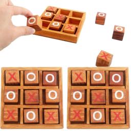 Tic tac toe de madeira clássico mesa estratégia jogos de tabuleiro cérebro teasers diversão lógica desafios família presentes viagem para crianças adultos - Image 1