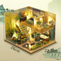 Diy casa de boneca de madeira casa flor quarto kits de construção em miniatura casa de bonecas com móveis roombox brinquedos para meninas presentes natal - Image 5