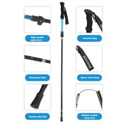 Bastões de trekking, suporte de equilíbrio, bastões de trekking dobráveis, equipamento de mochila, 5 seções, bastões de caminhada confortáveis, mulheres e homens - Image 4