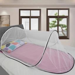 Único dormitório Camping Mosquito Net, instalação gratuita, dobrável e portátil com malha criptografada, mosquiteiro ajustável - Image 2
