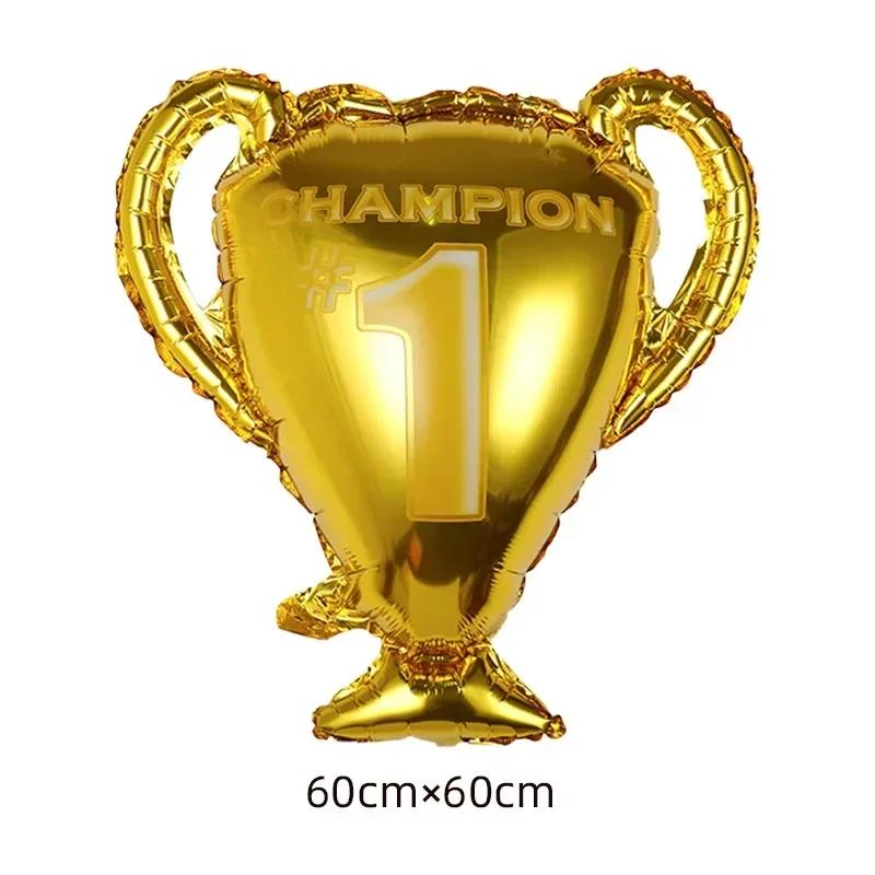 Tema esportivo copo de ouro campeão troféu festa celebração decoração suprimentos balões de filme de alumínio - Image 1