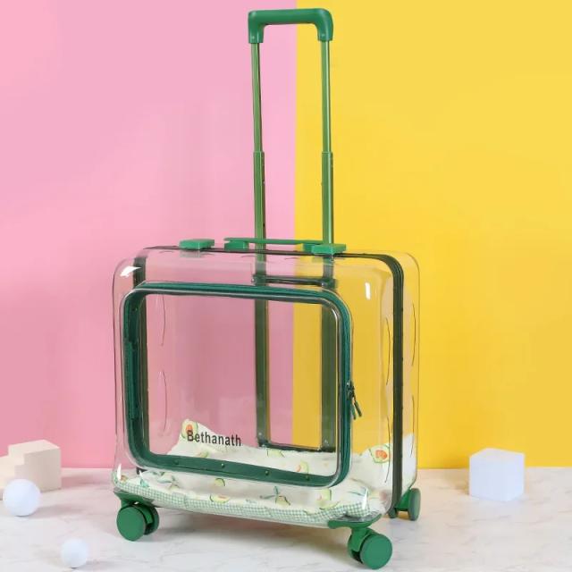 Mala Carrinho Transparente para Transporte de Pets: Acessórios de Viagem para Gatos e Cães Pequenos
