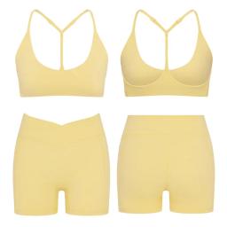 Alta elasticidade cruz de volta sutiã esportivo fitness yoga shorts definir bel design de volta pescoço pendurado roupa interior esportiva - Image 5