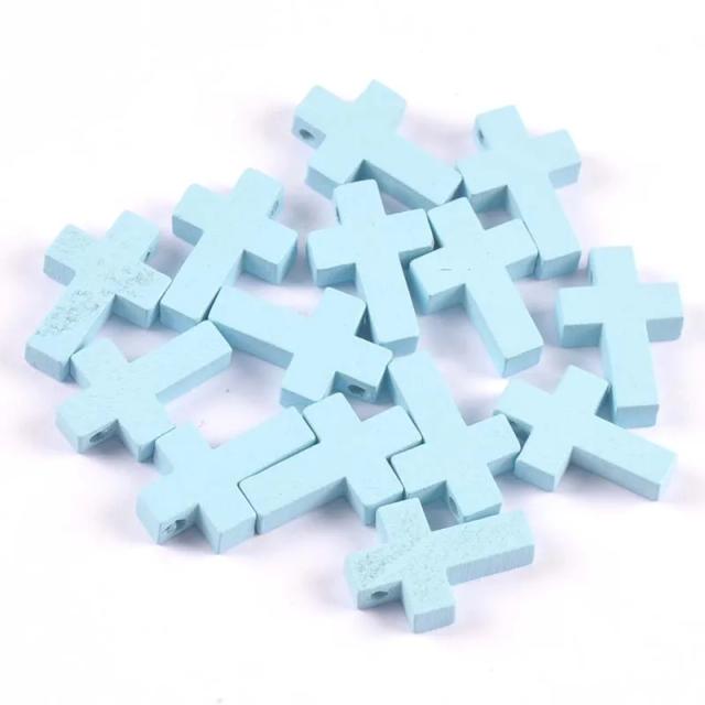 Contas de Madeira Multicoloridas para DIY: 50 Peças de Ornamentos Cruzados para Presentes e Decoração Infantil