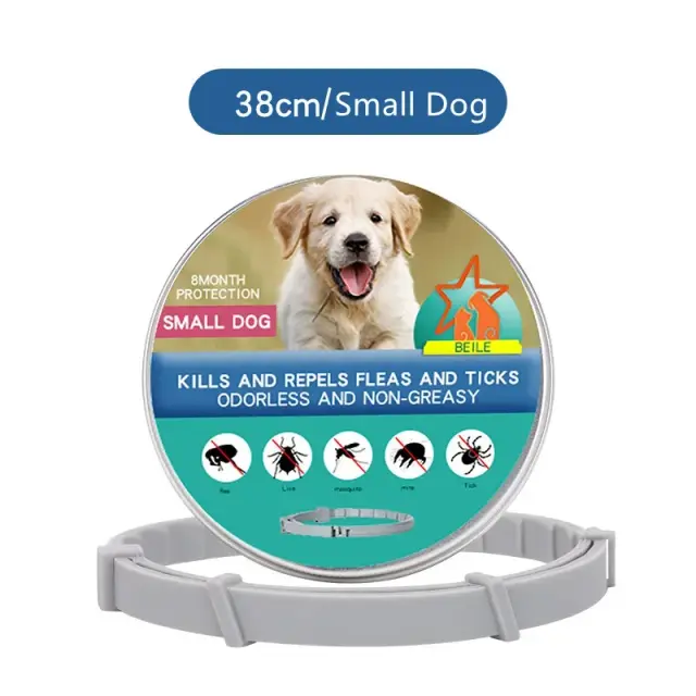 Coleira Antiparasitária Retrátil para Cães e Gatos - Proteção Eficaz contra Carrapatos e Pulgas, Tamanhos 38cm e 70cm, Acessórios para Animais de Estimação