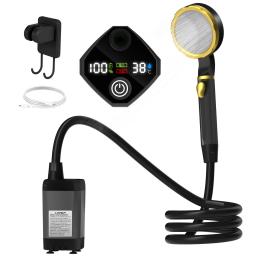 Bomba de chuveiro de acampamento ajustável, Kit Chuveiro Exterior RV, Chuveiro Acampamento com Tela Cheia, Display Digital Inteligente, 6000mAh - Image 1