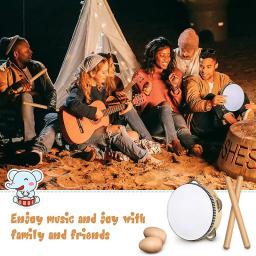 Pandeiros Musicais para Crianças, Percussão Musical, Incluindo Bastões De Ritmo Naturais, Cascavéis De Ovo De Madeira, Presente De Brinquedo, 5 PCs - Image 5