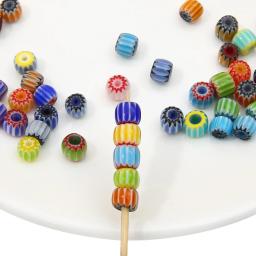 Contas De Vidro Artesanais com Balde Listrado, Mil Flores, Abóbora Nepalesa, Contas Espalhadas, Fios De Mão DIY, Colar Acce, 30PCs - Image 4