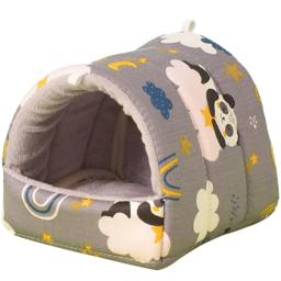 Cama macia para animais estimação, estampa fofa, casa escondida, gaiola inverno, furões, cama dormir, pequeno animal, - Image 3