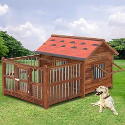 Impermeável sólida madeira Dog House, Canil impermeável ao ar livre, Grande cão antifúngico madeira casa tipo, Four Seasons, Universal - Image 3