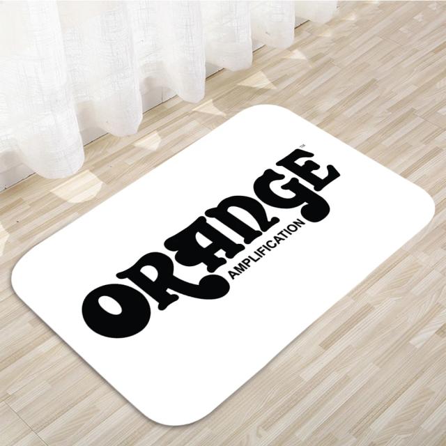 Tapetes Antiderrapantes com Logotipo de Amplificadores de Guitarra Britânicos Laranja - Decoração Moderna para Casa, Banheiro e Entrada