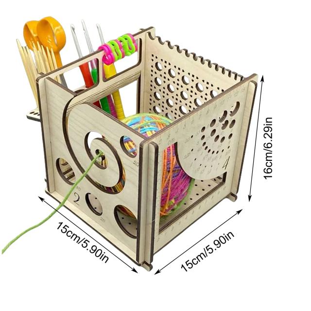 Tigela Multifuncional de Fios de Madeira para Tricô e Crochê - Organizador DIY e Dispensador de Armazenamento