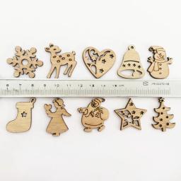 50Pcs Natal Enfeites De Madeira DIY Xmas Tree Pendurado Pingentes Decoração Para Casa 2024 Festa de Ano Novo Navidad Decoração Suprimentos,natal decoração,suprimentos de natal,enfeites de natal - Image 3