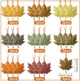 27 pçs decoração da árvore de outono ornamentos de árvore de ação de graças 3d feltro ornamentos de folha de bordo pendurado para casa festa de outono - Image 6