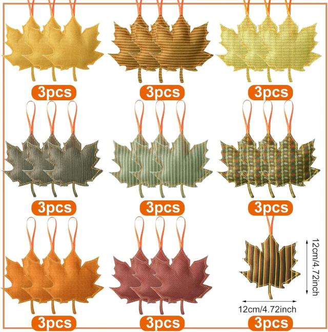 Conjunto de 27 Ornamentos 3D de Feltro em Forma de Folhas de Bordo para Decorar sua Árvore de Outono e Ação de Graças