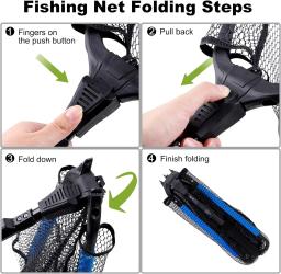 Nova rede de pesca flutuante liga alumínio dobrável telescópica pouso alça retrátil malha náilon mar pesca accessorie - Image 4