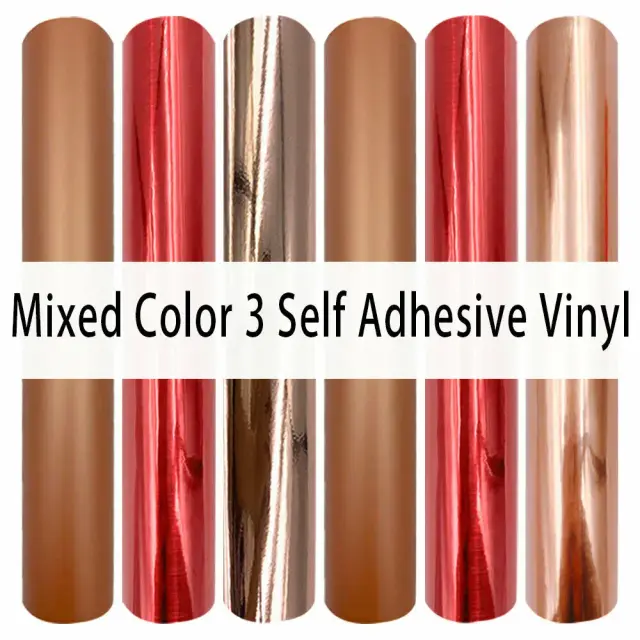 Vinil Adesivo Permanente de Metal Brilhante Escovado - Pacote com 6 Folhas 12" x 10" para Artesanato e Decoração