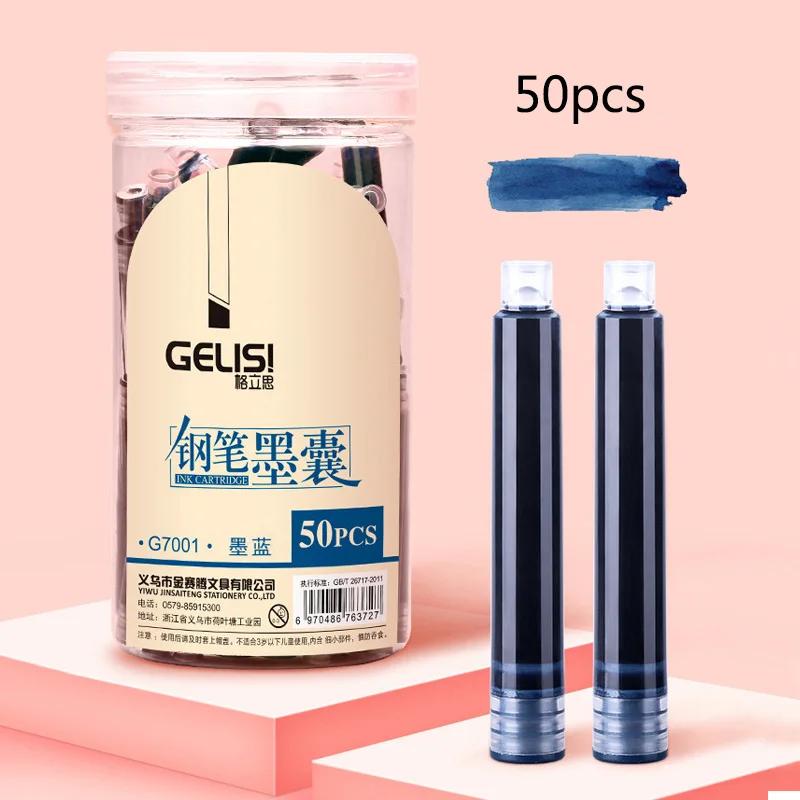 50 pçs universal preto azul caneta tinta grande capacidade prática caligrafia sac apagável estudante escrita escritório papelaria - Image 1