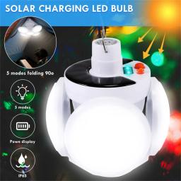 Lanterna solar recarregável LED, dobrável, emergência furacão, acampamento lâmpada com gancho, tenda ao ar livre, pátio do celeiro - Image 2