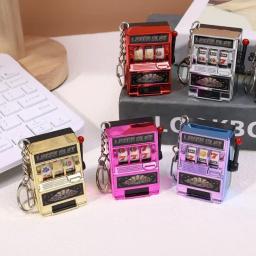 2 pçs mini jogo slot máquina chaveiros criativo arcade bolso fruta sorte jackpot gadget antiestresse brinquedo jogos engraçados chaveiro - Image 6