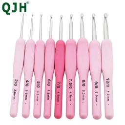 Conjunto de ganchos de crochê com alça de silicone, agulhas de tricô de alumínio, acessórios feitos à mão para camisola e cobertor, 9pcs - Image 1
