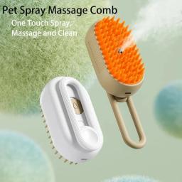 Spray removedor de cabelo elétrico para animais de estimação, Steam Brush Comb, Massage Hair Removal Tool, Dog and Cat Grooming, Água, 3 em 1 - Image 3