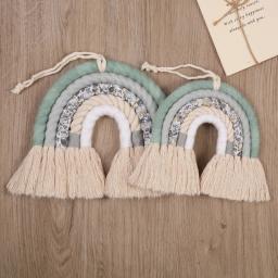 Macde macem forma de arco-íris, ornamento de corda tecida à mão para decoração de parede, quarto de bebê, casa, berçário, faça você mesmo - Image 2