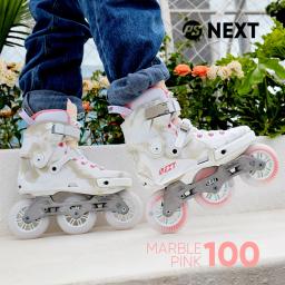 Próximos patins originais powerslide mármore rosa trinity quadro patins inline 3*100mm corrida de rua patins patinação livre patines - Image 1