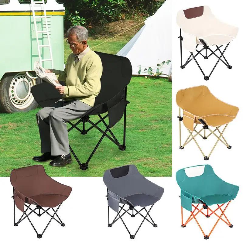 Cadeira de acampamento dobrável com bolso lateral, 600D Oxford Outdoor cadeira portátil, cadeira de viagem estável, fezes de praia, piquenique portátil - Image 1