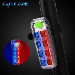 USB recarregável bicicleta luz traseira, ombro vermelho e azul, luz policial, aviso intermitente, tocha de segurança, acessórios de bicicleta, MTB, 8 LED - Image 1