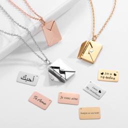Amor carta envelope pingente colar personalizado de aço inoxidável jóias confissão amor você para dia dos namorados presente dia da mãe - Image 3